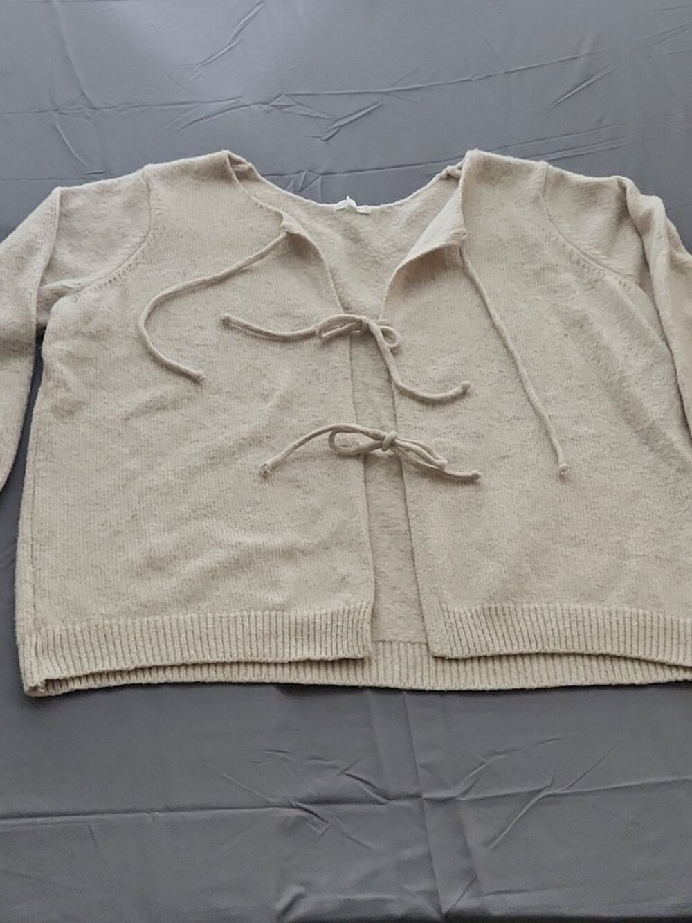 maurices Bow Tie Front Knit Cardigan Sweater Beige Oatmeal 2X
